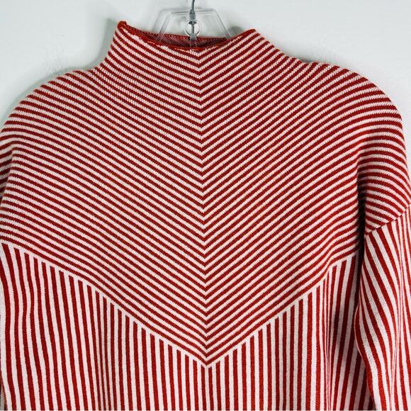 Cynthia Rowley orange white striped oversized cropped sweater XS - Picture 2 of 6